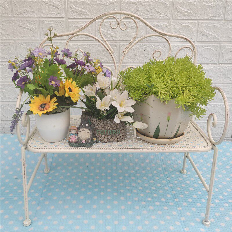 铁艺爱心花架抬高凳儿童折叠置物椅盆景园庭院阳台室内外装饰落地