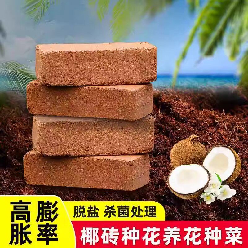 【下单立减50】椰砖营养土盆栽种菜种花椰糠育苗高膨胀脱盐处理