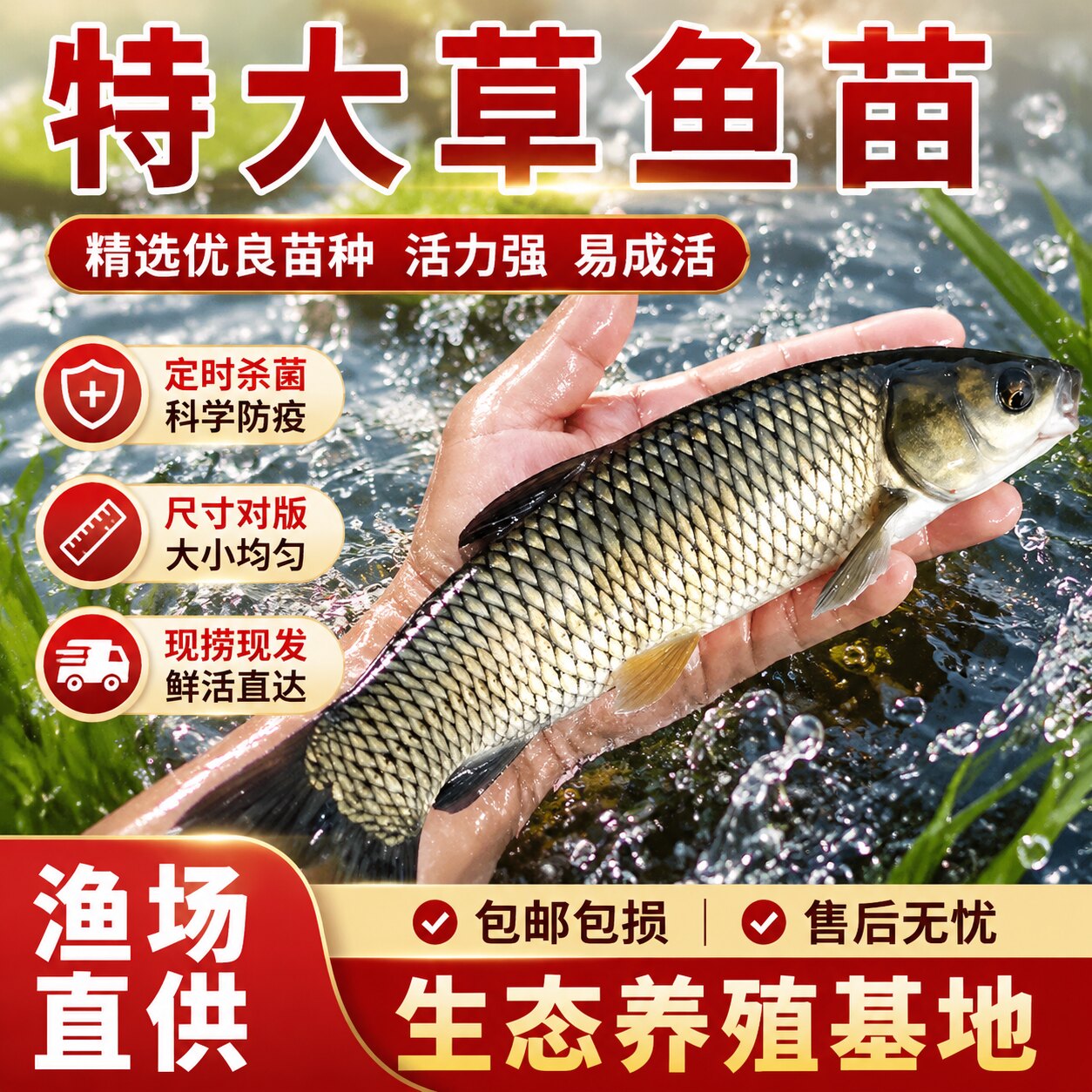大草鱼淡水皖鱼好养食蚊鱼草青鱼
