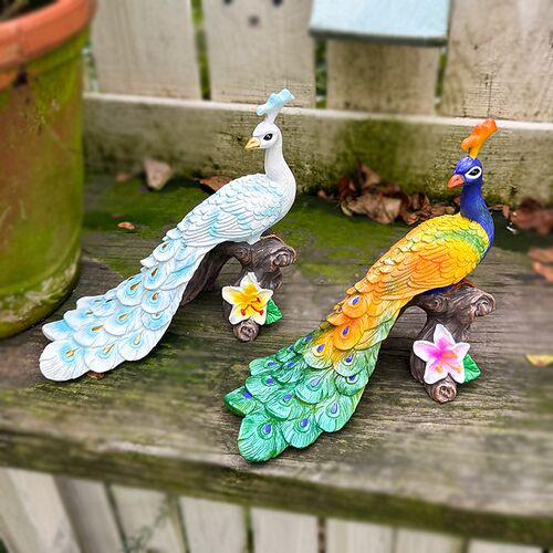 仿真孔雀雕塑树脂动物园林景观售楼处公园小区草坪装饰