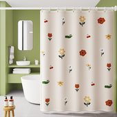 浴室浴帘套装 门帘淋浴洗澡间厕所水布卫生间窗帘挡水挂帘子