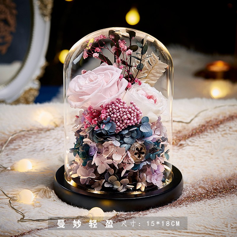 永生花送老师女友生日定刻字品真花玫瑰花