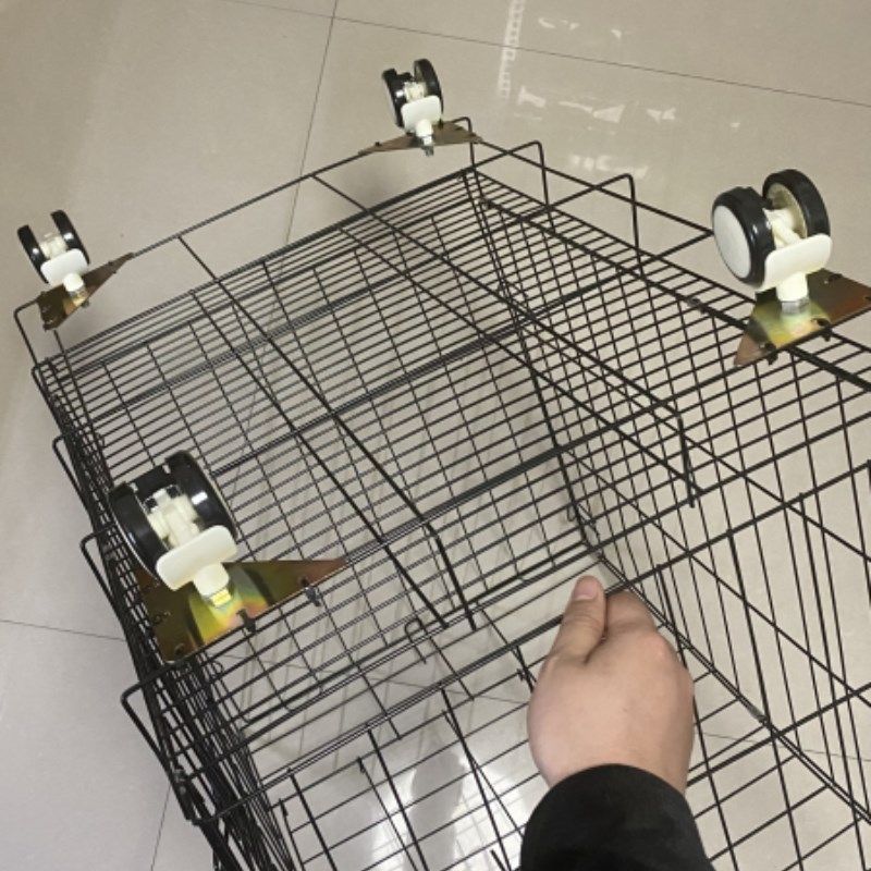 狗笼猫笼扎捆绑式脚轮折叠宠物铁网笼万向轮鸟笼铁艺笼加装轮