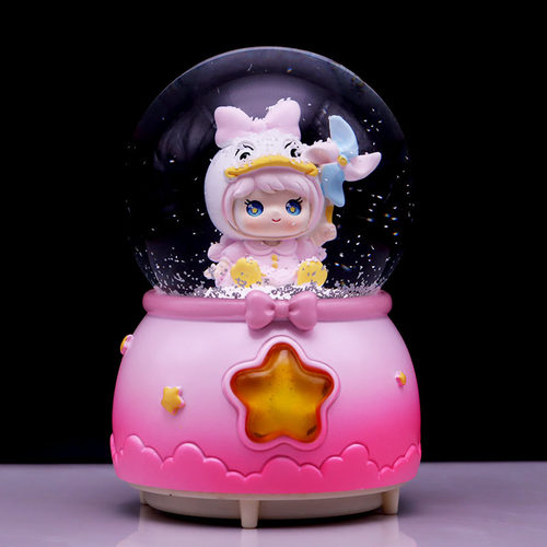 风车萌鸭彩飘雪花旋玻璃水晶球音乐盒儿童女生日礼品