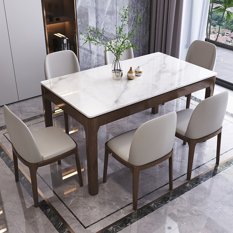 全岩板餐桌椅组合现代简约家用小户型长方形电磁炉吃饭桌,住宅家具,岩板餐桌,淘宝优惠券,粉丝福利购,淘宝优惠卷