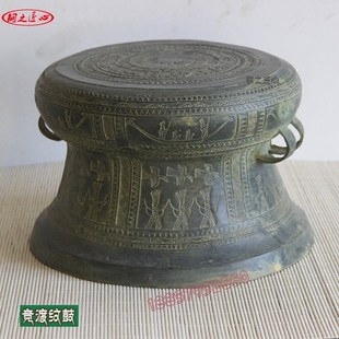 竞渡纹铜鼓 仿古青铜器工艺品 特色礼器 丧葬祭祀铜鼓舞