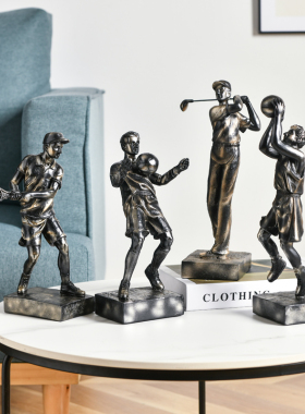 创意足球运动人物雕塑篮球男生卧室书房客厅简约装饰品送