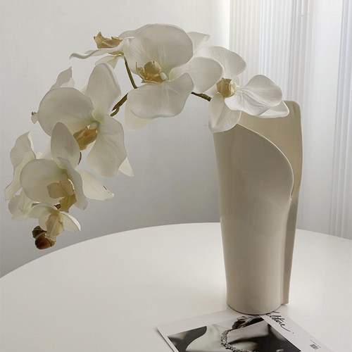 E 小众风异形马蹄莲陶瓷花瓶样板间茶几意式插花器