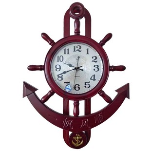 北极星船舵挂钟石英钟创意客厅一帆风顺钟表田园静音时钟