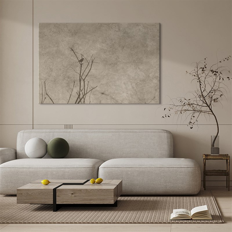 侘寂风素雅书房装饰画树枝鸟极简无框画展厅茶室壁画意境客厅挂画图片