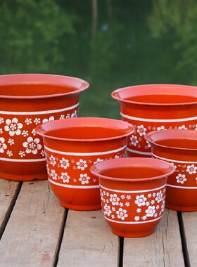 塑料加厚花盆送托盘仿陶瓷特大号花盆果树盆栽绿植蓝色大花盆