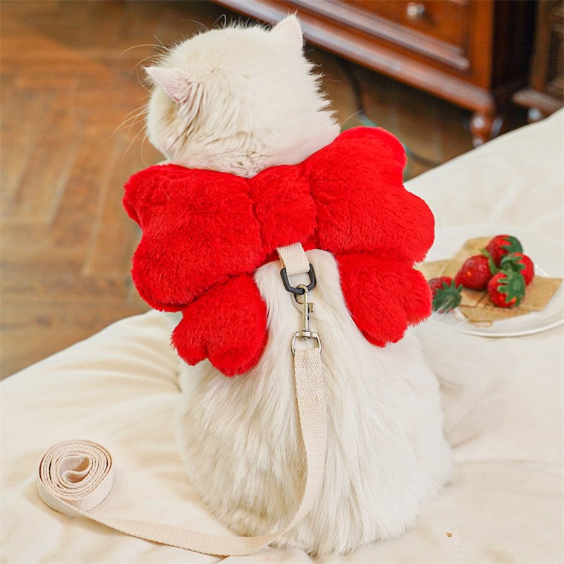 宠物蝴蝶结牵引绳小型犬猫咪胸背带美轮美奂狗狗防挣脱外出绳子