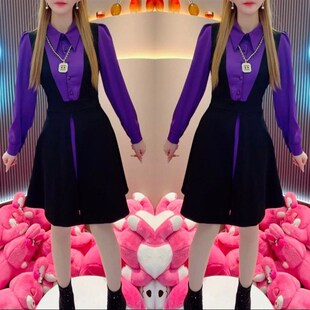 加绒加厚小个子收腰显瘦裙子女2025秋冬新款假两件打底内搭连衣裙