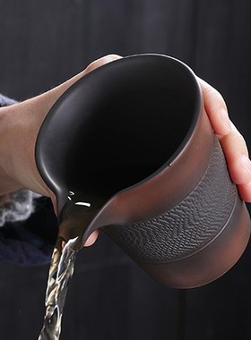 宏尚紫陶紫砂泥茶宠公道杯创意坭兴陶大容量木柄侧把紫砂具大公杯