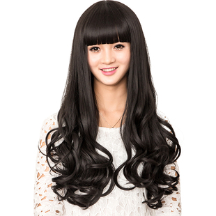假发女长卷发大波浪梨花头内扣齐刘海假发套韩国自然逼真中长直发