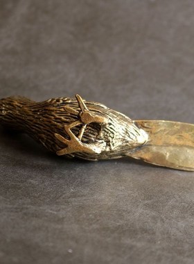 摆件装饰工艺品纯铜大鸟黄铜家居聚财复古喜鹊鸟小铜器手把件