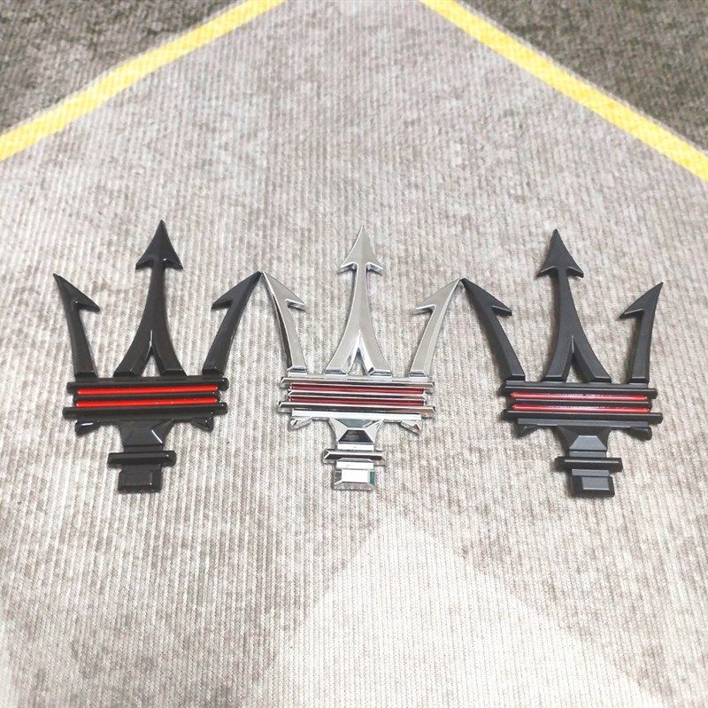 适用新款玛莎拉蒂车标改装黑色吉博力莱万特格雷嘉侧标机盖尾标