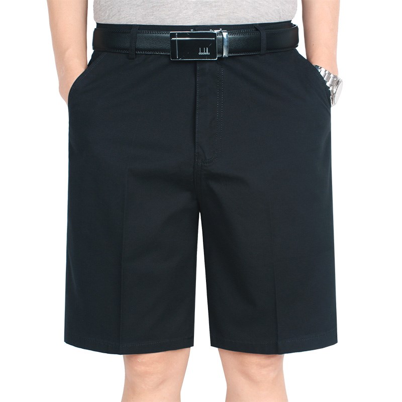 夏季薄款男式西装短裤爸爸中老年男士纯棉深裆高腰五分裤爷爷裤衩