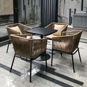 户外藤编餐桌椅组合庭院花园阳光房休闲阳台藤椅室外露天外摆椅子