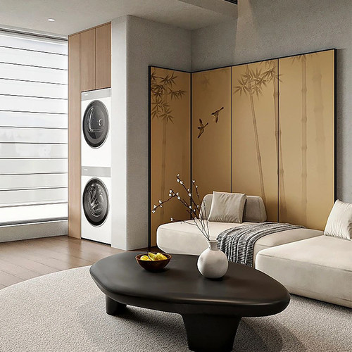 新中式酒店屏风隔断客厅装饰客厅茶室中古可折叠遮挡移动竹子折屏