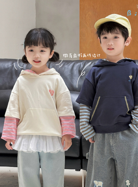 【BI8BO】2026春季新款休闲儿童条纹撞色卫衣 36036