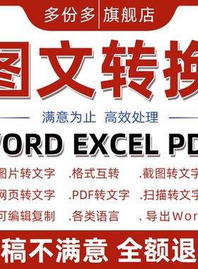 打字提取文字录入word格式扫描件图照片pdf转换表格excel文件人工