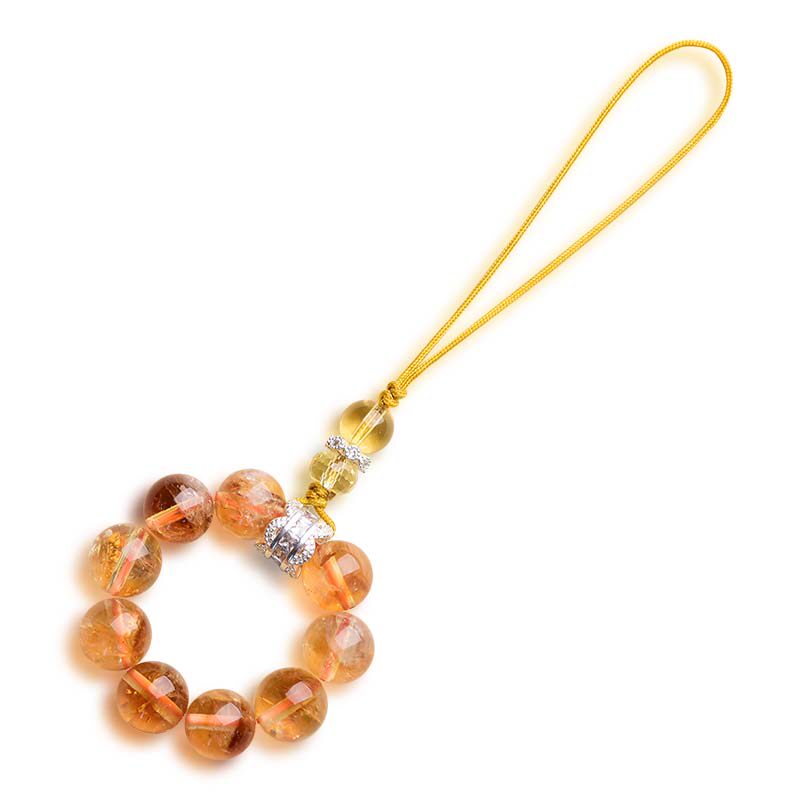 晴曛 晶灵系列黄塔晶手机链紫水晶高档招财转运黄水晶原创