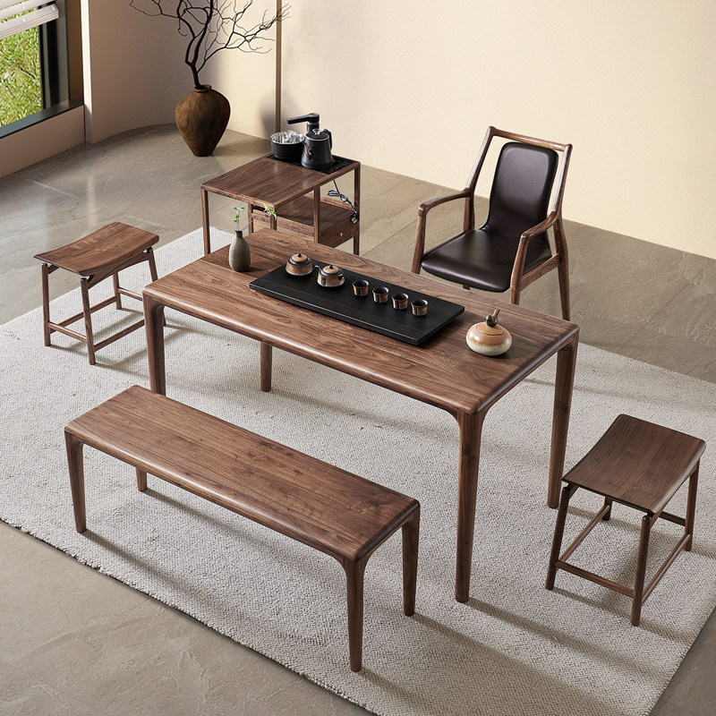 新中式简约北美黑胡桃木茶桌椅组合大板实木茶台茶桌大板桌,住宅家具,家用茶台/茶桌,淘宝优惠券,粉丝福利购,淘宝优惠卷