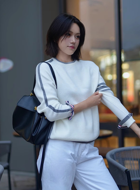 [TNOM BREMOE] 美式圆领宽松套头毛衣女2025新款春季针织衫打底