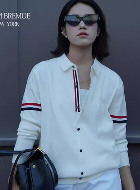 [TNOM BREMOE]  商务风男女同款 拼色针织衫毛衣女开衫上衣男