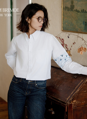 [TNOM BREMOE] 2025新品白衬衫刺绣全棉休闲长袖文艺衬衣外套女