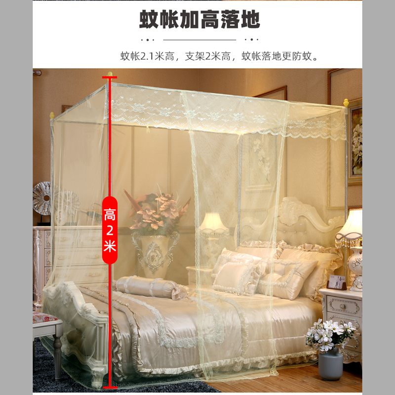 宫廷式蚊帐单门欧式新款公主宫廷落地式加粗支架双人家用夏季加密