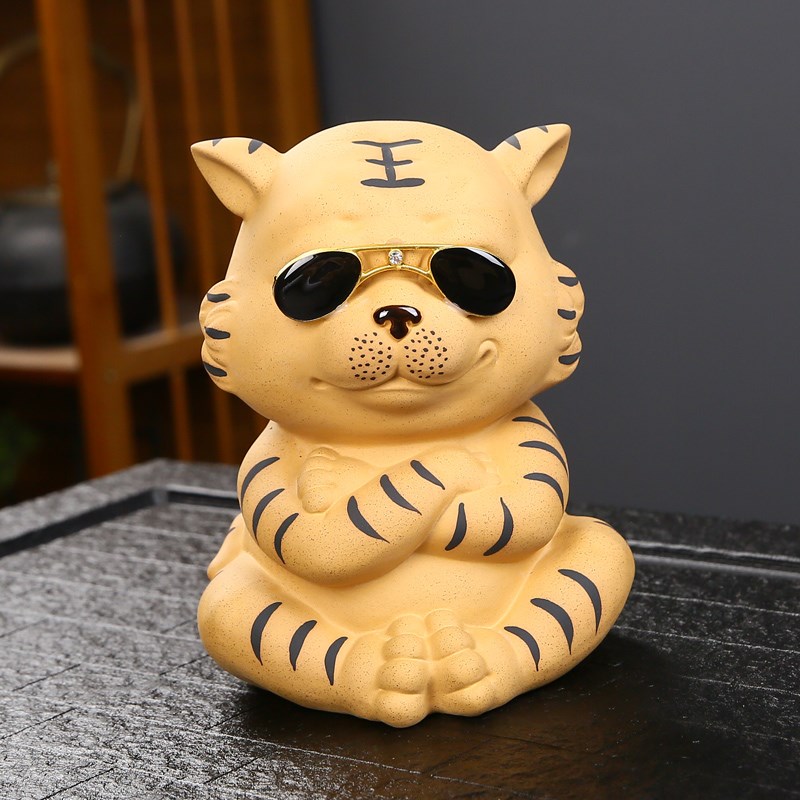 生肖虎家居摆设客厅玄关办公室茶室茶桌装饰摆件茶玩茶宠存储钱罐
