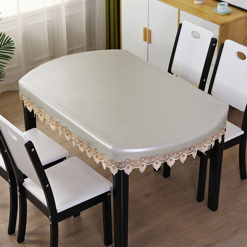 餐桌布防水防油防烫免洗椭圆形伸缩桌半圆形餐桌罩皮桌布套耐高温