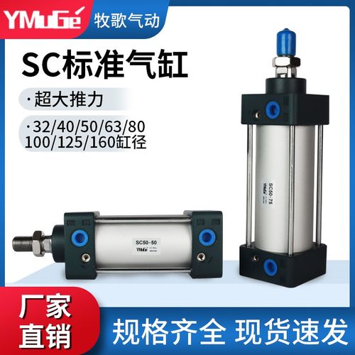 小型气动大推力标准气缸SC32/40/50/63/80/100/125-25X50X75X100S