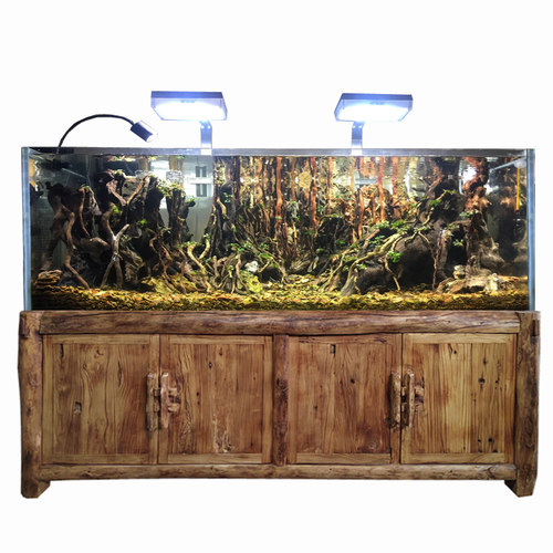 实木仿古做旧原木生态水陆雨林草缸珊瑚缸海水鱼缸底柜底架水族箱