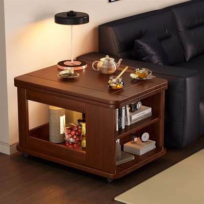 全实木沙发边几可移动茶几小桌子客厅侧边柜零食小推车床头桌带轮