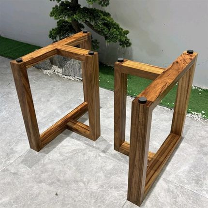 实木支架乌金木茶桌茶几桌子脚大板茶台桌脚奥坎原木三角架餐桌腿
