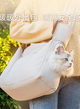宠物猫咪狗狗绗棉简约外出斜挎包超大空间不易挣脱布偶猫英短蓝猫