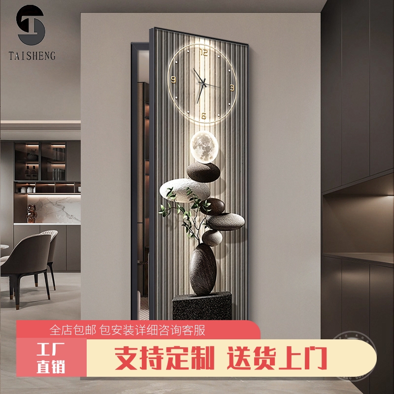 时钟推拉隐藏式暗藏穿衣镜轻奢式式现代运转全身子画开门镜带石来