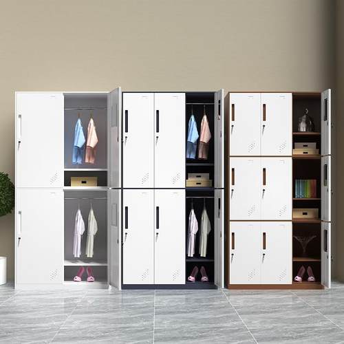 钢制更衣柜拆装套色四门带锁窄边储物柜六门员工浴室宿舍更换衣柜