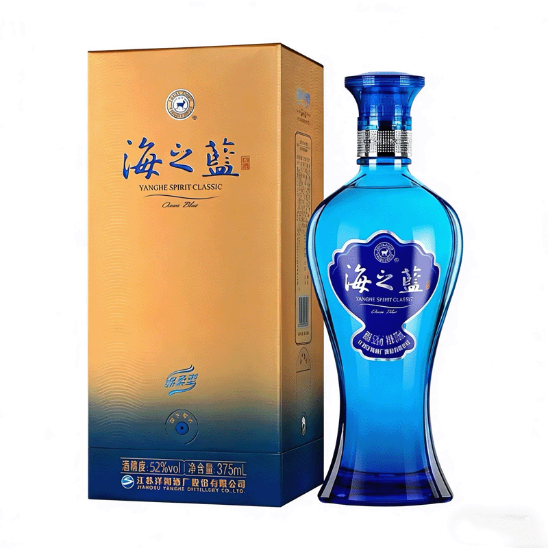 【官方正品】洋河海之蓝52度375ml*1瓶单支绵柔型浓香白酒-2018版