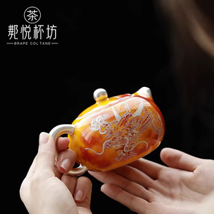 故宫文化精美鎏银茶壶家用功夫泡茶壶凤鸣西施壶礼盒装 送礼优选