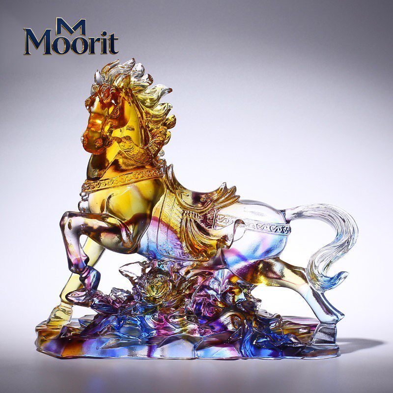 Moorit中式琉璃马到成功摆件送礼