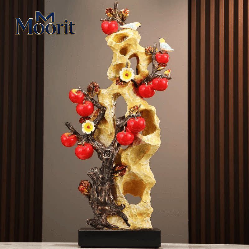 Moorit太湖石头苹果摆件中式高端正对入户门玄关屏风景观落地大件