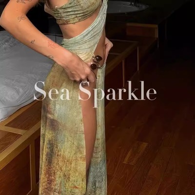 女巫ins性感油画复古比基尼泳衣