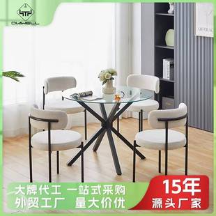 布艺餐椅简约咖啡厅休闲家用餐厅靠背椅子 北欧轻奢高级感凳子意式