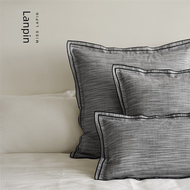澜品石霜法式棉麻双层绣边肌理抱枕卧室大靠枕床头侘寂靠垫,居家布艺,靠垫/抱枕,淘宝优惠券,粉丝福利购,淘宝优惠卷