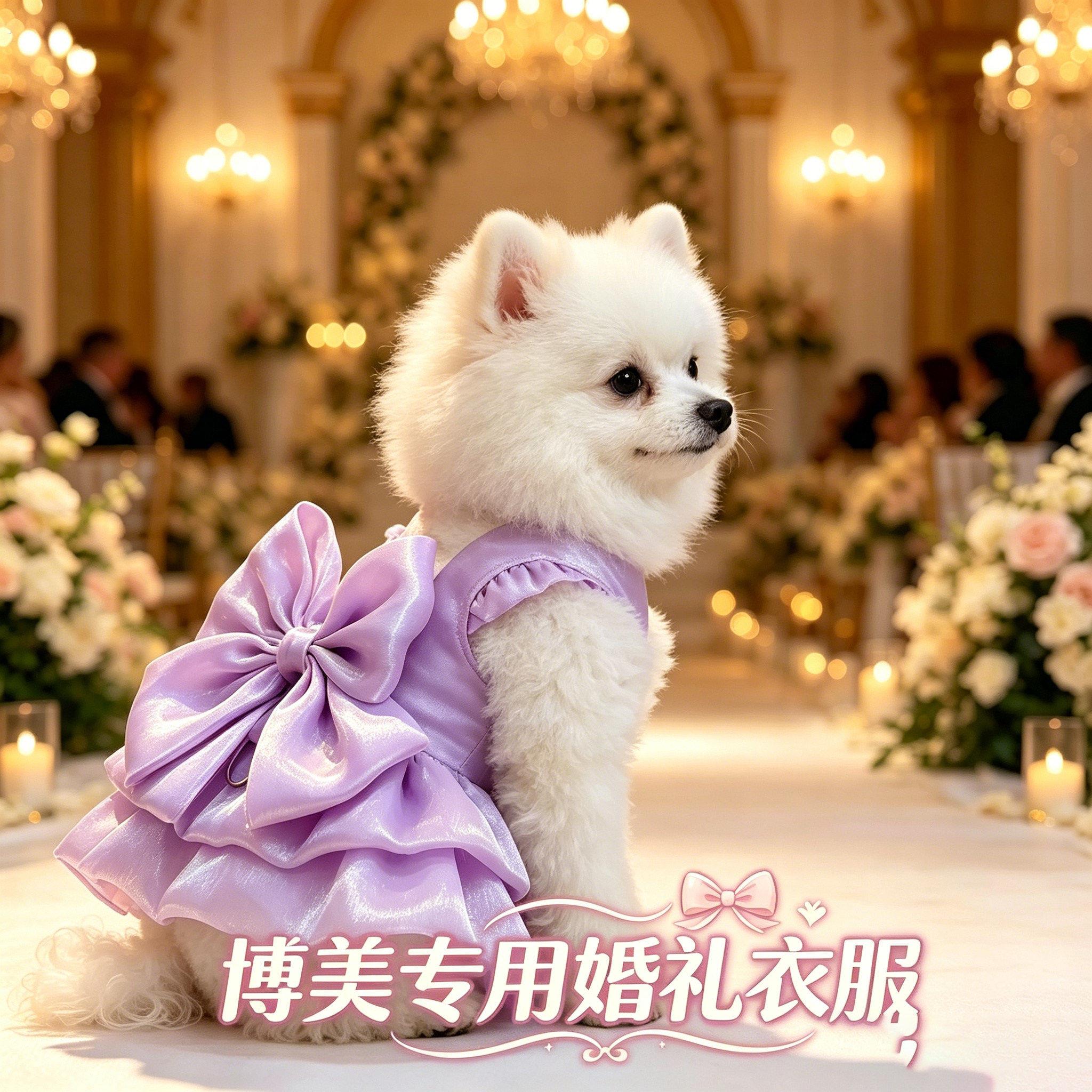 博美专用狗狗婚礼衣服结婚礼公主服洋装子小型犬参加婚礼婚纱薄