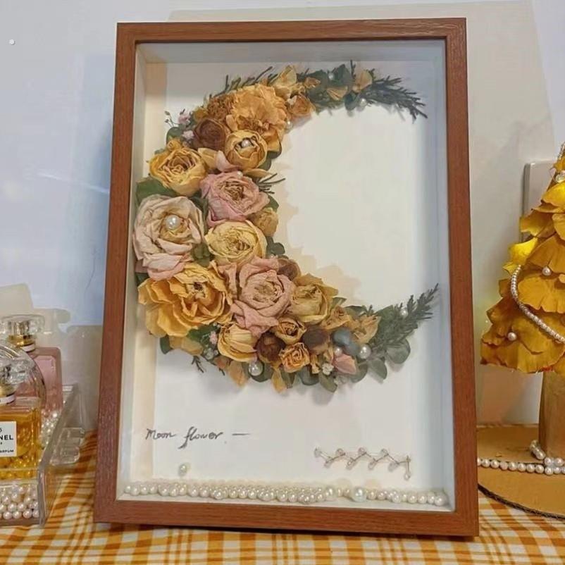干花相框手工diy摆台永生花标本保存立体玫瑰花画框情人节礼物